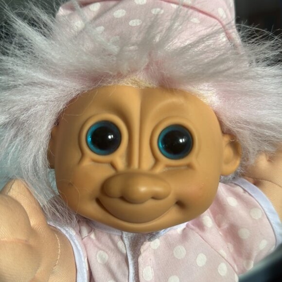 Vintage Russ Berrie Tootsie Troll Plush Stuffed Doll Pink Jammies and Hat 12" - Picture 7 of 8